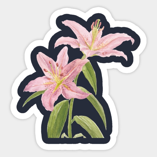Pink Lilies Watercolour Sticker by Flowering Words